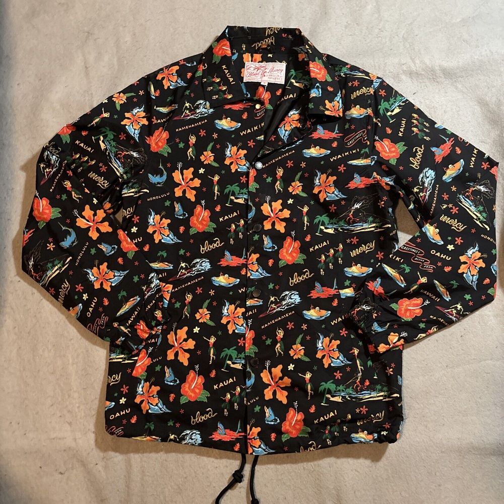 Blood For Mercy Windbreaker Jacket Kauai Hawaiian Jacket Mens Small